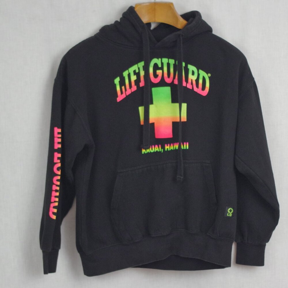 Lifeguard Kauai Hawaii Black Hooded Sweatshirt XL